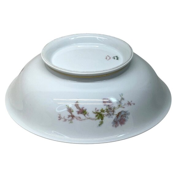 Haviland Schleiger 79 Pink Blue Poppies Footed Round Serving Bowl Limoges France - Picture 6 of 11